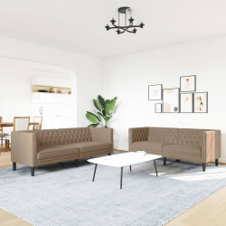 2-cz. zestaw wypoczynkowy Chesterfield, cappuccino, ekoskóra