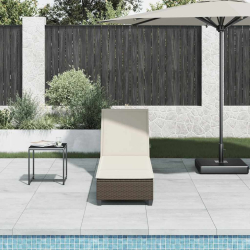 Leżak z poduszkami Brązowy 55x200x25,5cm Polirattan