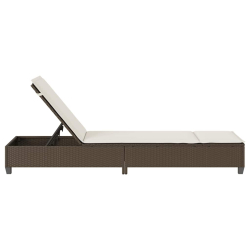 Leżak z poduszkami Brązowy 55x200x25,5cm Polirattan