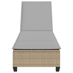 Leżak z poduszkami beżowy 55x200x25,5cm polirattan