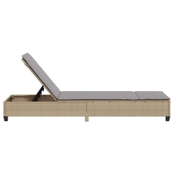 Leżak z poduszkami beżowy 55x200x25,5cm polirattan