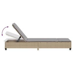 Leżak z poduszkami beżowy 55x200x25,5cm polirattan