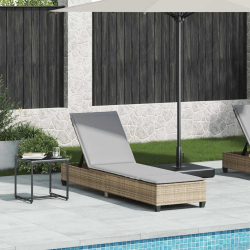 Leżak z poduszkami beżowy 55x200x25,5cm polirattan