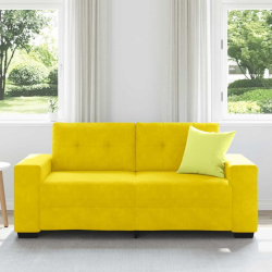 Sofa dwuosobowa, żółta, 140 cm, aksamit