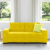 Sofa dwuosobowa, żółta, 140 cm, aksamit