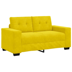 Sofa dwuosobowa, żółta, 120 cm, aksamit