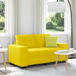 Sofa dwuosobowa, żółta, 120 cm, aksamit