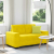 Sofa dwuosobowa, żółta, 120 cm, aksamit