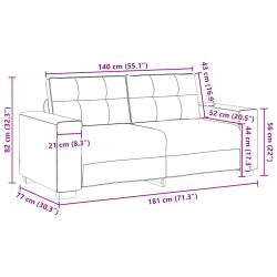 Sofa dwuosobowa, kremowa, 140 cm, tkanina