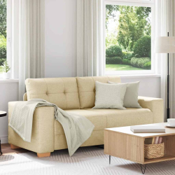 Sofa dwuosobowa, kremowa, 140 cm, tkanina