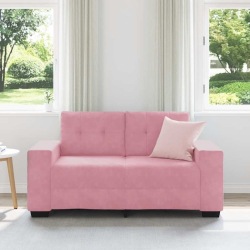 Sofa dwuosobowa, różowa, 120 cm, aksamit