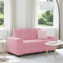 Sofa dwuosobowa, różowa, 120 cm, aksamit