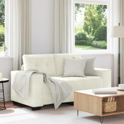 Sofa dwuosobowa, kremowa, 120 cm, aksamit