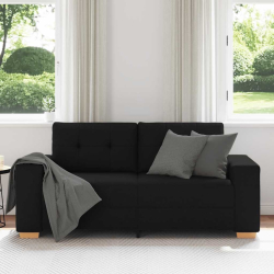 Sofa dwuosobowa, czarna, 140 cm, tkanina