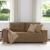 Sofa dwuosobowa, brązowa, 140 cm, tkanina
