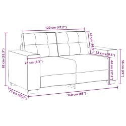 Sofa dwuosobowa czarna 120 cm aksamitna