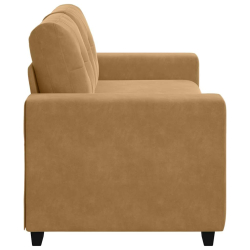 Sofa dwuosobowa, brązowa, 140 cm, aksamit