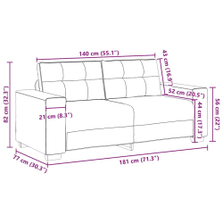 Sofa dwuosobowa, taupe, 140 cm, tkanina
