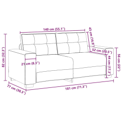 Sofa dwuosobowa, szara chmurowy, 140 cm, tkanina