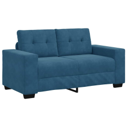Sofa dwuosobowa, niebieska, 120 cm, aksamit