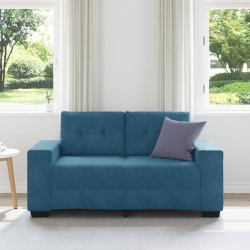 Sofa dwuosobowa, niebieska, 120 cm, aksamit