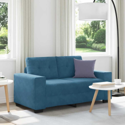 Sofa dwuosobowa, niebieska, 120 cm, aksamit