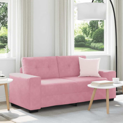 Sofa dwuosobowa, różowa, 140 cm, aksamit