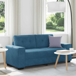 Sofa dwuosobowa, niebieska, 140 cm, aksamit