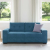 Sofa dwuosobowa, niebieska, 140 cm, aksamit