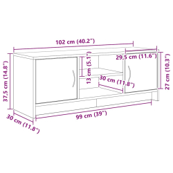 Szafka pod TV, czarny dąb 102x30x37,5cm materiał drewnopochodny