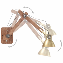 Lampa ścienna w industrialnym stylu, mosiężna, okrągła, E27