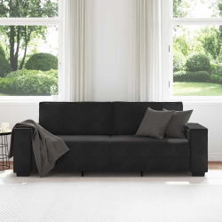 Sofa 3-osobowa, czarny, 180 cm, tapicerowana aksamitem