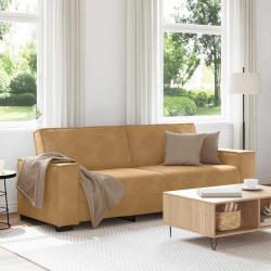 Sofa 3-osobowa, brązowa, 180 cm, tapicerowana aksamitem