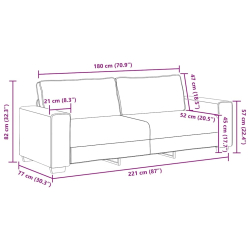 Sofa 3-osobowa, winna czerwień, 180 cm, tkaniną