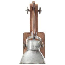 Lampa ścienna w industrialnym stylu, srebrna, okrągła, E27