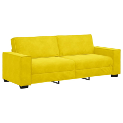 Sofa 3-osobowa, żółty, 180 cm, tapicerowana aksamitem