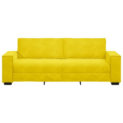Sofa 3-osobowa, żółty, 180 cm, tapicerowana aksamitem