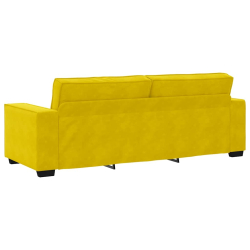 Sofa 3-osobowa, żółty, 180 cm, tapicerowana aksamitem