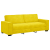 Sofa 3-osobowa, żółty, 180 cm, tapicerowana aksamitem