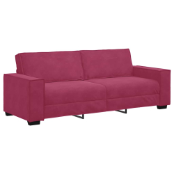 Sofa 3-osobowa, winna czerwień, 180 cm, obita aksamitem