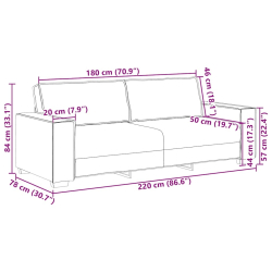 Sofa 3-osobowa, winna czerwień, 180 cm, obita aksamitem