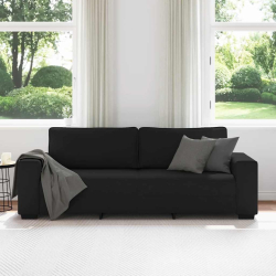 Sofa 3-osobowa, czarna, 180 cm, tapicerowana tkaniną