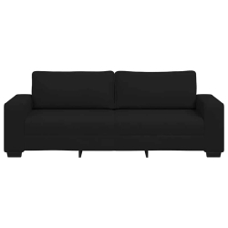 Sofa 3-osobowa, czarna, 180 cm, tapicerowana tkaniną