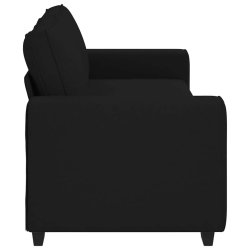 Sofa 3-osobowa, czarna, 180 cm, tapicerowana tkaniną
