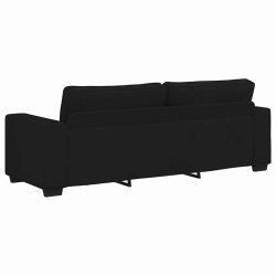 Sofa 3-osobowa, czarna, 180 cm, tapicerowana tkaniną