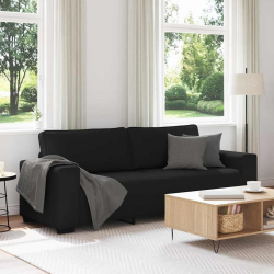 Sofa 3-osobowa, czarna, 180 cm, tapicerowana tkaniną