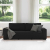 Sofa 3-osobowa, czarna, 180 cm, tapicerowana tkaniną