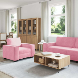 3-częściowy komplet wypoczynkowy, obity aksamitem, różowy