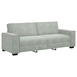 Sofa 3-osobowa, jasnoszara, 180 cm, tapicerowana aksamitem