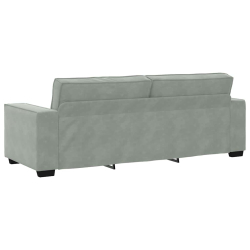 Sofa 3-osobowa, jasnoszara, 180 cm, tapicerowana aksamitem